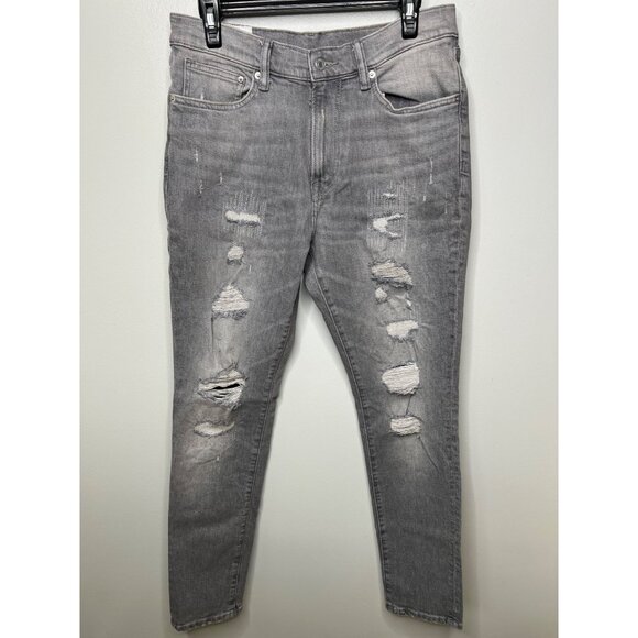 H&M Mens Distressed Grey Skinny Jeans Cotton/Elastane Size 32/32 - Picture 5 of 14